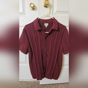 J. Crew cotton cable knit cardigan sweater polo